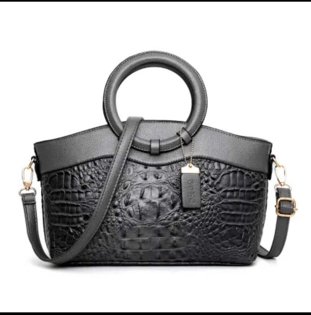 RK Croc Luxe Ring Handbag – Structured Designer Statement Bag