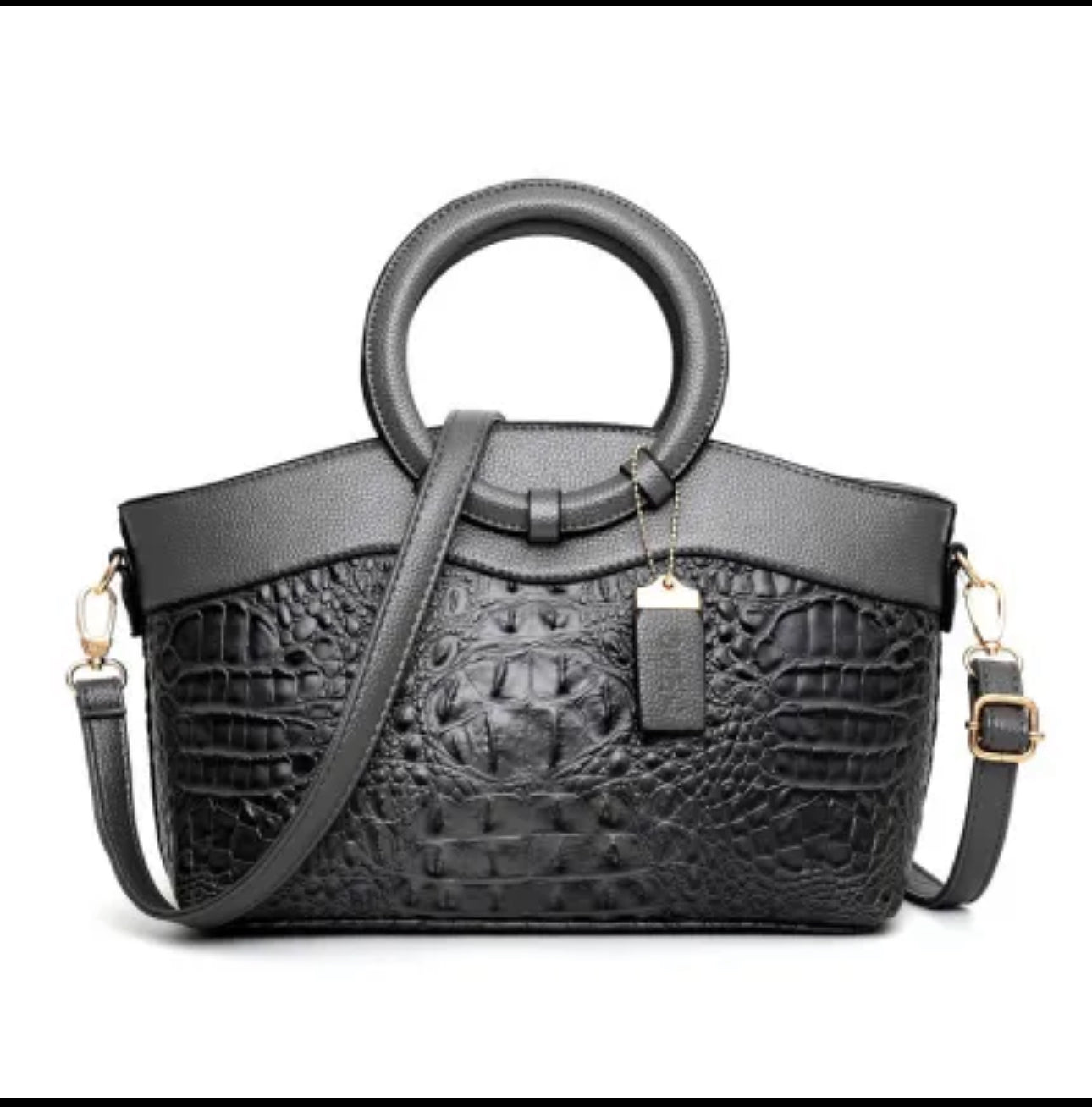 RK Croc Luxe Ring Handbag – Structured Designer Statement Bag