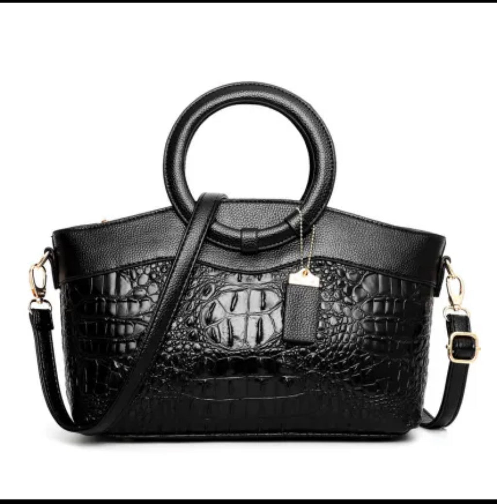 RK Croc Luxe Ring Handbag – Structured Designer Statement Bag