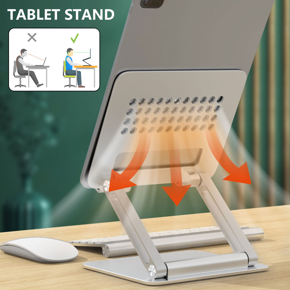 Adjustable Aluminum Laptop Stand – Ergonomic Desk Riser